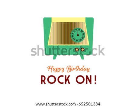 vintage radio happy birthday rock on vector