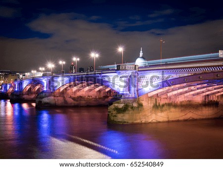 Blackfriars Bridge at night in London, UK