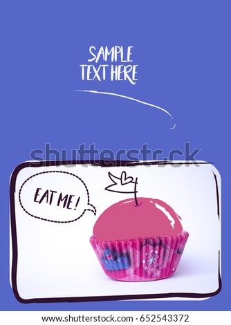 Pink cupcake illustration photography stock / Doodle birthday cupcake 