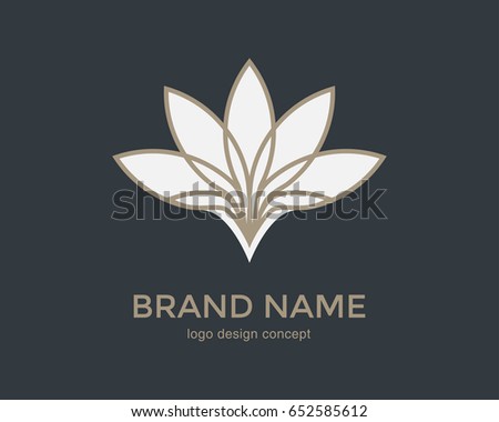 Abstract flower design. Silhouette creative symbol. Universal icon. Lotus sign. Simple logotype template for premium business. Vector illustration.
