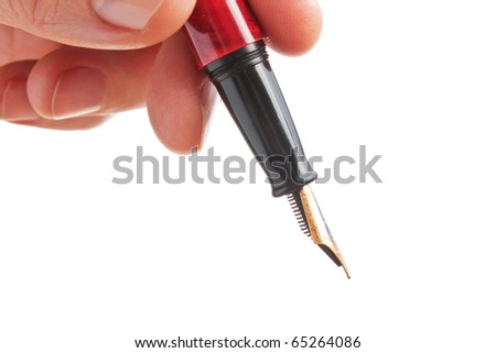pen in hand  isolated on white background