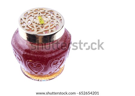 A jar of stingless bee honey  on white  background.Healthcare concept
