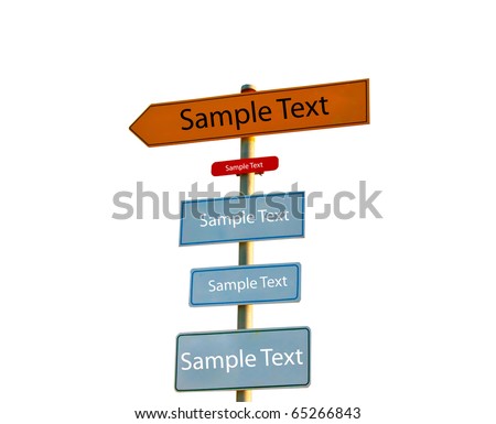The Direction signs isolated on white background