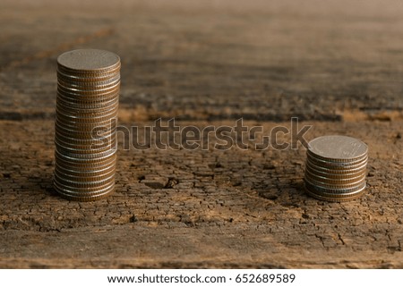 coin stacks for prepare concept on wooden background