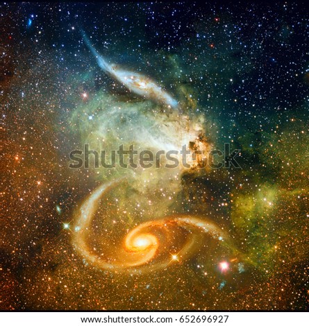 Awesome beautiful spiral galaxy in deep space. Elements furnished by NASA.