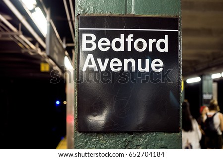 Bedford Avenue subway sign,New York
