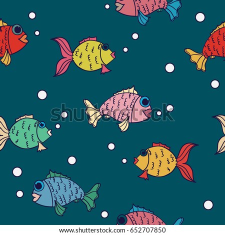Seamless pattern Cartoon fish