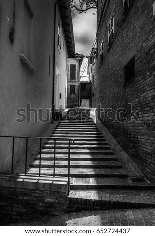 Italy June 2017 - view of alley of Corinaldo Ancona region Marche