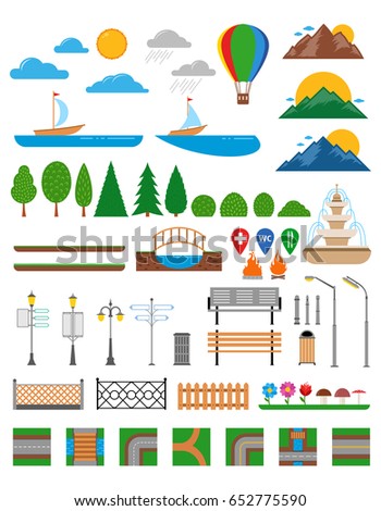 Vector nature and urban elements icon set