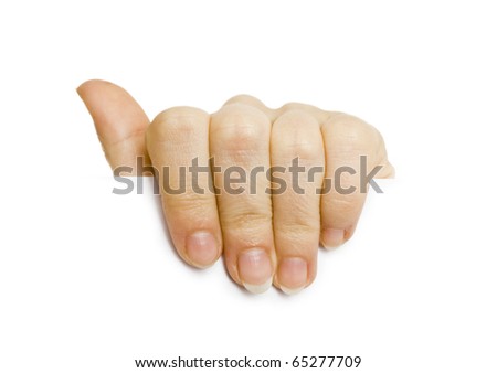 Woman's hand holding paper on white background