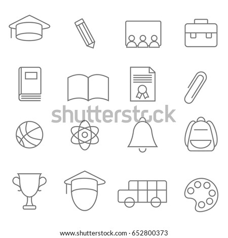 Simple flat education line icons