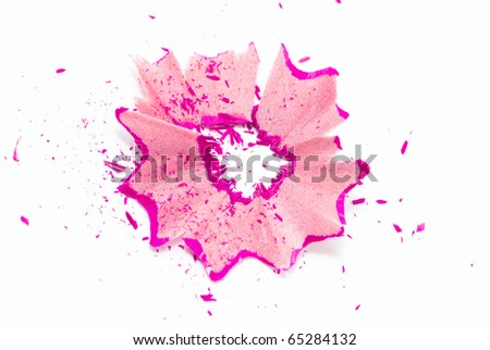 Purple pencil shavings isolated on white