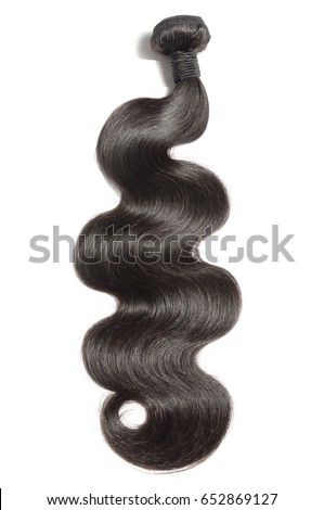 Body wave virgin remy black human hair weave bundles extensions Royalty-Free Stock Photo #652869127