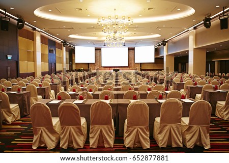 big empty modern meeting,seminar,conference room in hotel Royalty-Free Stock Photo #652877881