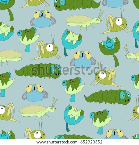 frogs.insects. seamless pattern