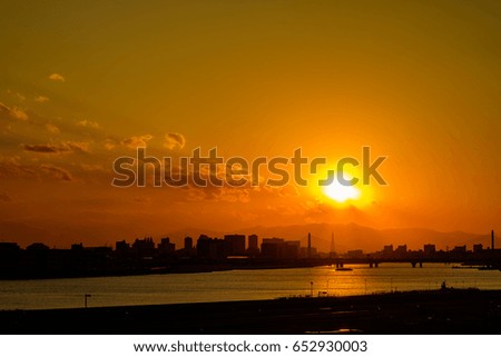 sunset city landscape