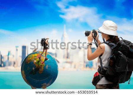 The tourist Planning a tour around the world