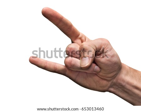Sign of the Horns, Hand (Mano Cornuta). Hand gesture signal. Known symbol and sign. Royalty-Free Stock Photo #653013460