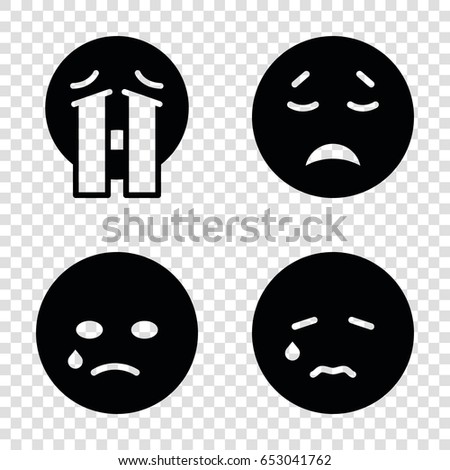 Cry icons set. set of 4 cry filled icons such as crying emot