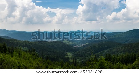 Schwarzwald Black Forest Landscape Wiesbach Rock Beautiful Overlook Mountaintop Trees Germany Europe Destination Clouds Blue Skies