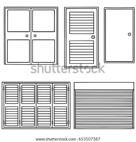 vector set of door