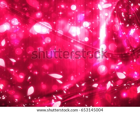 Pink light petal falling and wave light effect on dark background