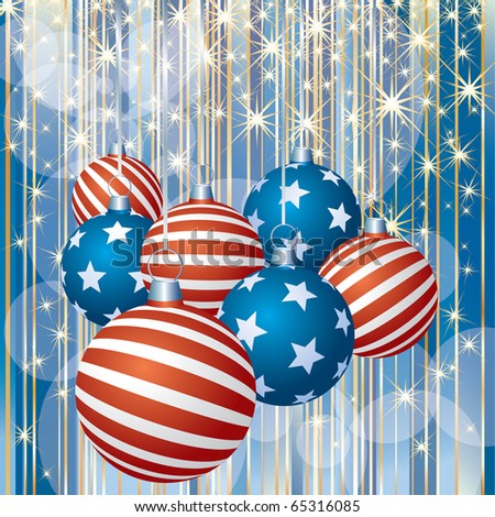 vector abstract Christmas background with patriotic balls