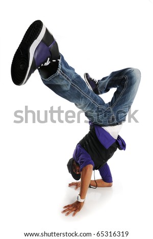 Hip Hop Style Dancer performing isolated on a white background Royalty-Free Stock Photo #65316319