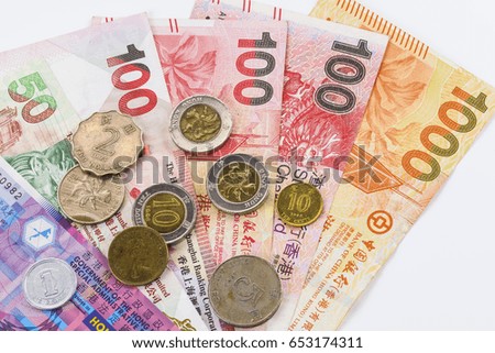 hong kong banknotes isolated on white