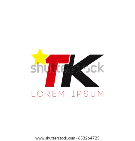 Initial letter tk yellow star logo red black