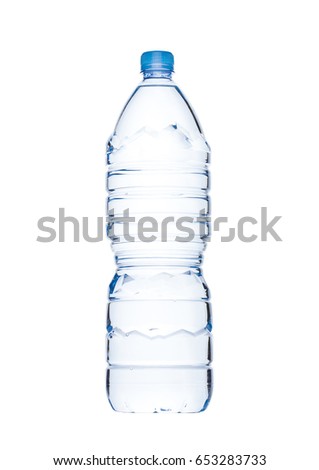 Bottle of healthy still mineral water on white background. Large two liter bottle