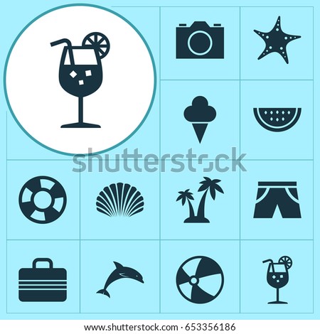 Icons Set. Collection Of Smelting, Melon, Balloon And Other Elements. Also Includes Symbols Such As Camera, Star, Ice.