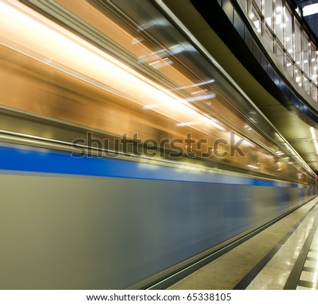 vanishing colorful high-speed train in motion