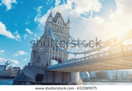 Famous Tower Bridge in the evening, London, England Tower Bridge, London, UK