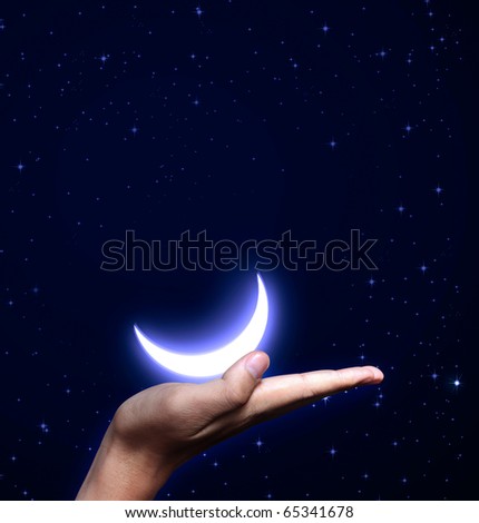 Hands on sky moon