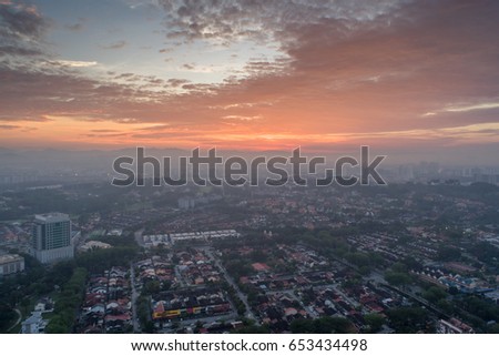 Aerial - Sunrise view over a beautiful mosque