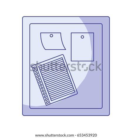 blue shading silhouette of wooden panel for notes vector illustration