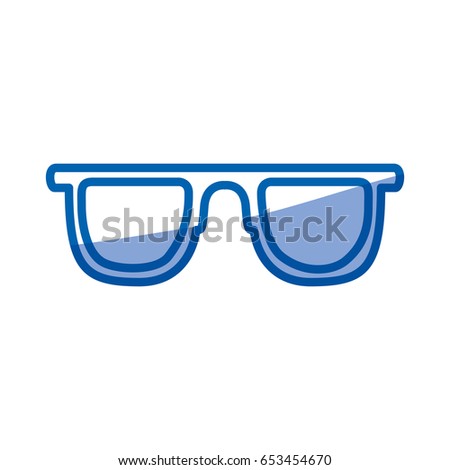 blue shading silhouette of sunglasses icon vector illustration