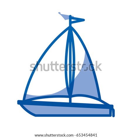 blue shading silhouette of sailboat icon vector illustration