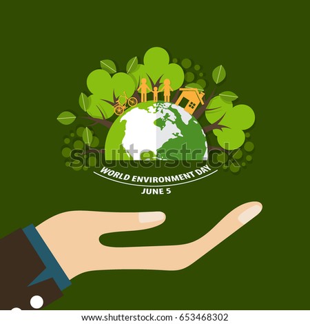 World environment day concept. Green Eco Earth. Vector illustration.