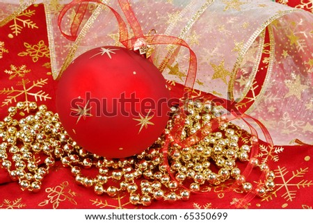 Christmas. Red ball with decoration