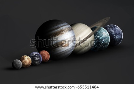 High resolution beautiful art presents planets of the solar system. Minimalistic style art on grey background. This image elements furnished by NASA