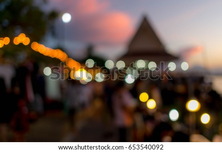 Bokeh and sky twilight in walking street Nongkai Thailand