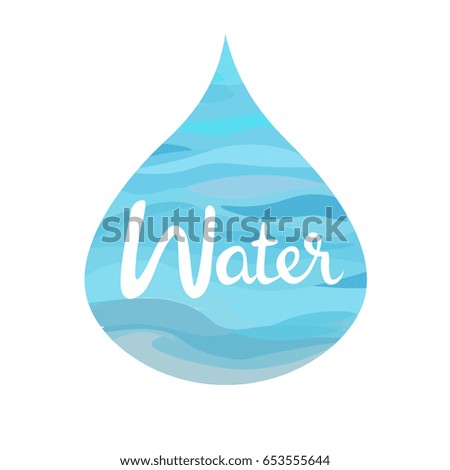 symbol of The Four Elements with lettering.Water splash,water drop,water puddle. isolated on white vector illustration