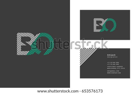 B O line logo joint letter design with Business card template