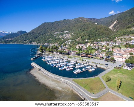 Panoramic view of Gera Lario - Village and port of Como lake (Italy) 