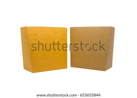 collection of various brown package container for french fries food products on white background