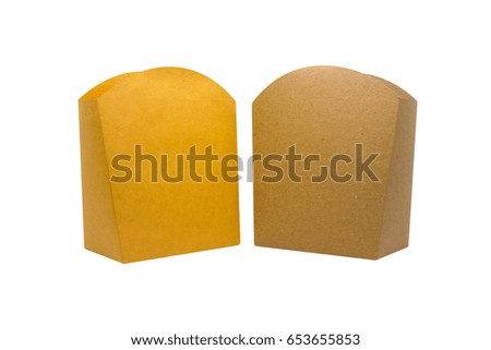 collection of various brown package container for french fries food products on white background