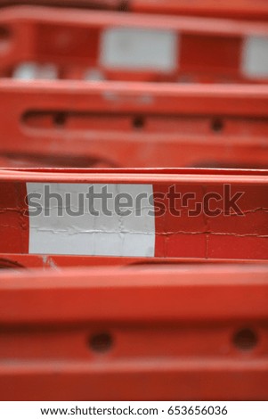 Closeup of red barriers