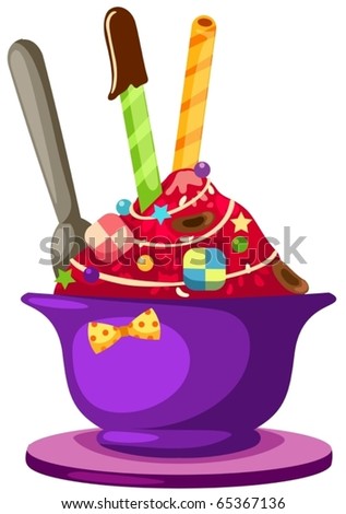 illustration of isolated a cup of ice cream on white